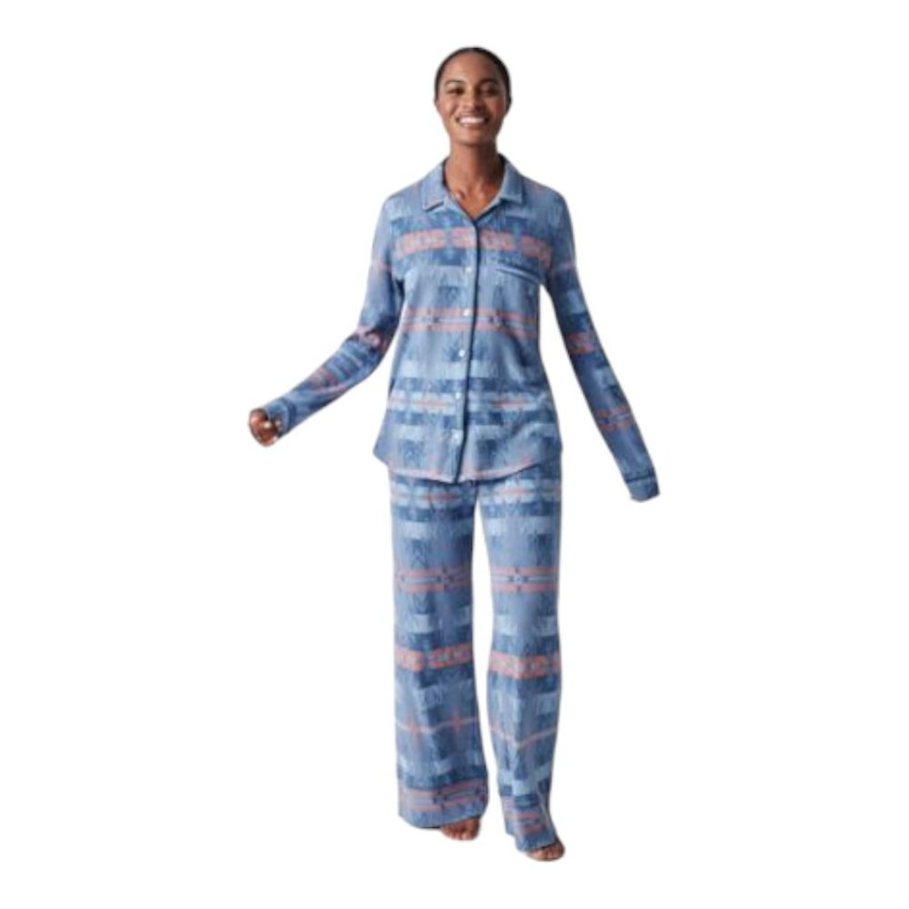 Faherty Long Sleeve Button Front Pajama Top NWOT Sunset Star Size M - Picture 4 of 6